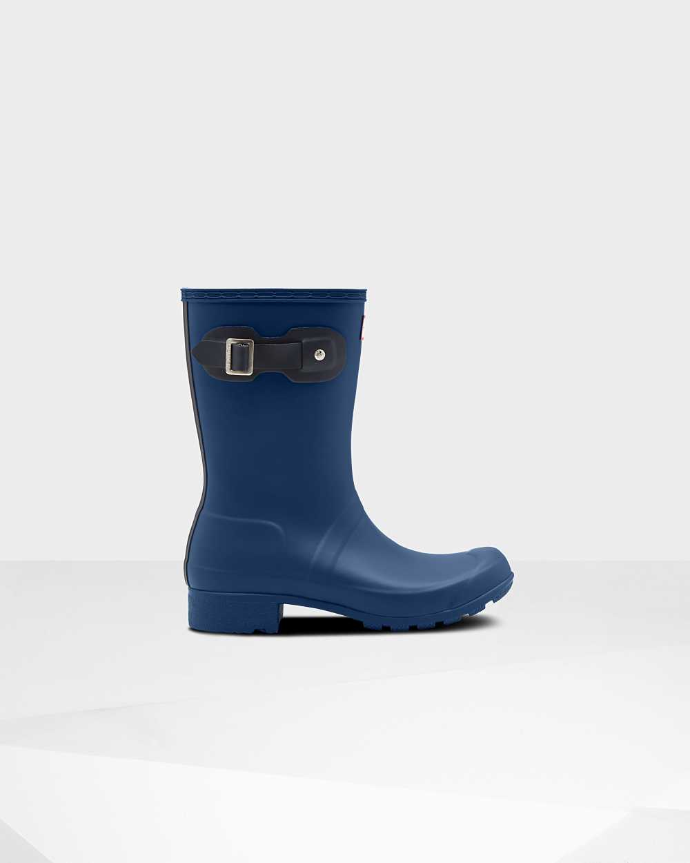 Womens Hunter Original Tour Foldable Short Mid-Calf Rain Boots Navy | SQWZER-042